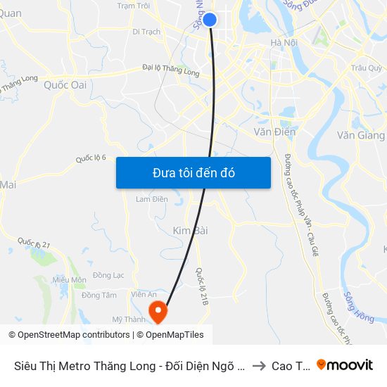 Siêu Thị Metro Thăng Long - Đối Diện Ngõ 599 Phạm Văn Đồng to Cao Thành map
