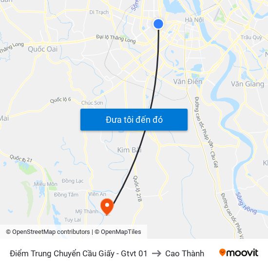 Điểm Trung Chuyển Cầu Giấy - Gtvt 01 to Cao Thành map