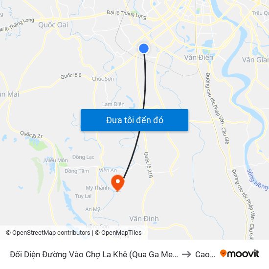 Đối Diện Đường Vào Chợ La Khê (Qua Ga Metro La Khê) - 405 Quang Trung (Hà Đông) to Cao Thành map