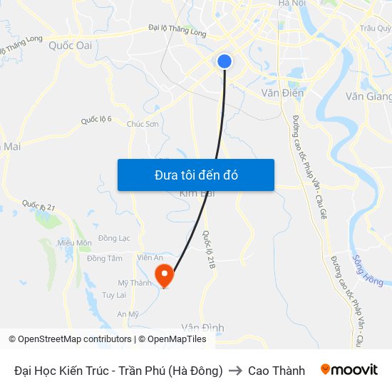 Đại Học Kiến Trúc - Trần Phú (Hà Đông) to Cao Thành map
