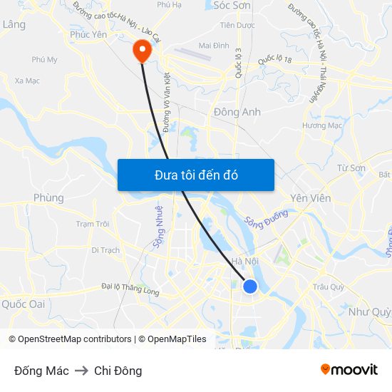 Đống Mác to Chi Đông map