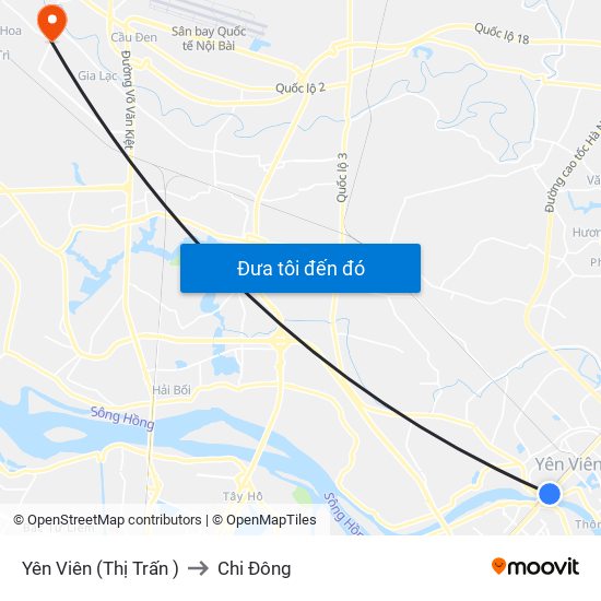 Yên Viên (Thị Trấn ) to Chi Đông map