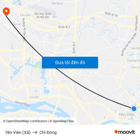 Yên Viên (Xã) to Chi Đông map