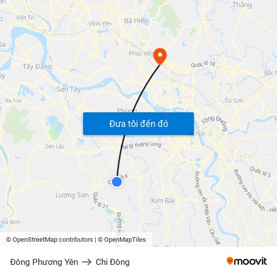 Đông Phương Yên to Chi Đông map