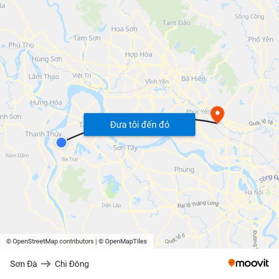 Sơn Đà to Chi Đông map