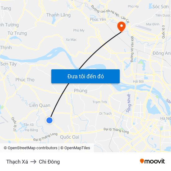 Thạch Xá to Chi Đông map