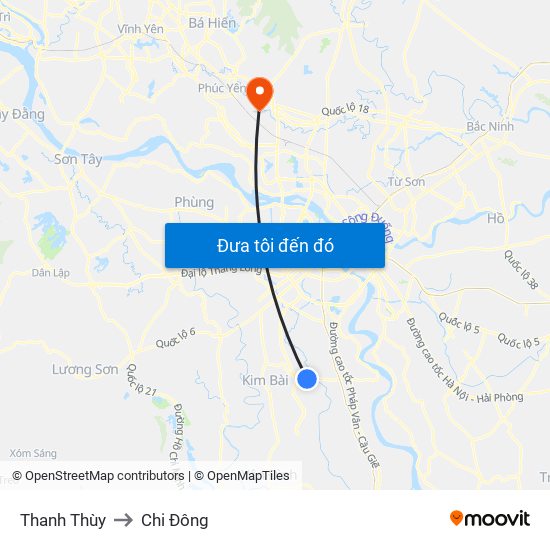 Thanh Thùy to Chi Đông map