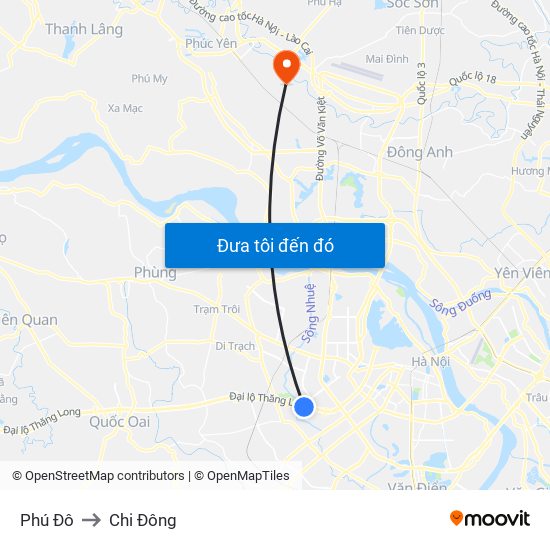 Phú Đô to Chi Đông map