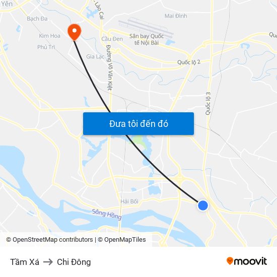 Tầm Xá to Chi Đông map