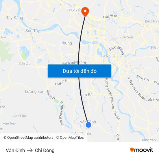 Vân Đình to Chi Đông map