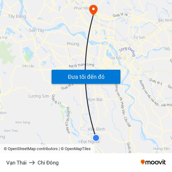 Vạn Thái to Chi Đông map