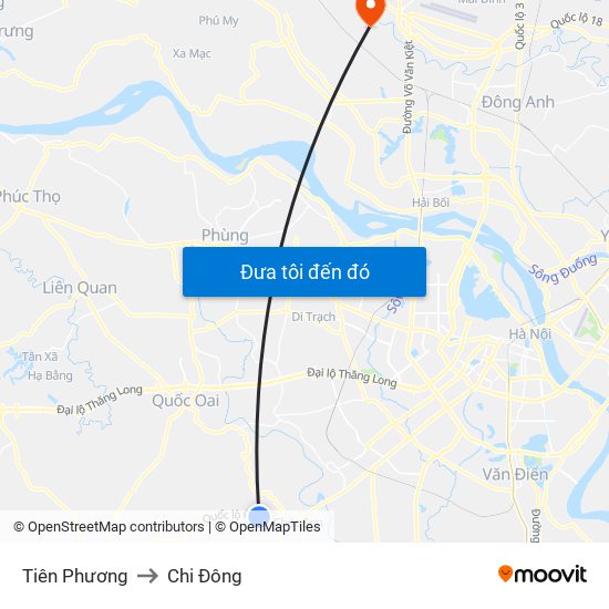 Tiên Phương to Chi Đông map