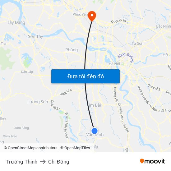 Trường Thịnh to Chi Đông map