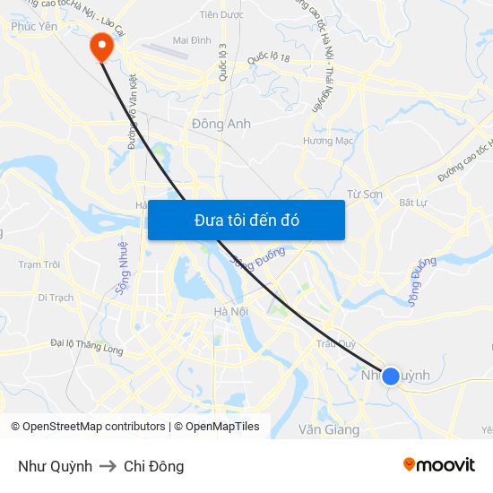 Như Quỳnh to Chi Đông map