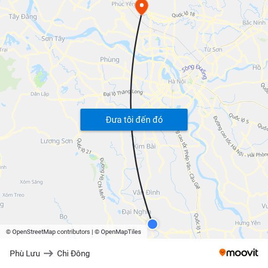 Phù Lưu to Chi Đông map