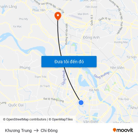 Khương Trung to Chi Đông map