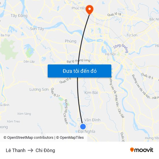 Lê Thanh to Chi Đông map