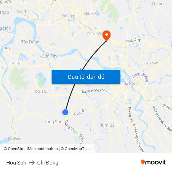 Hòa Sơn to Chi Đông map