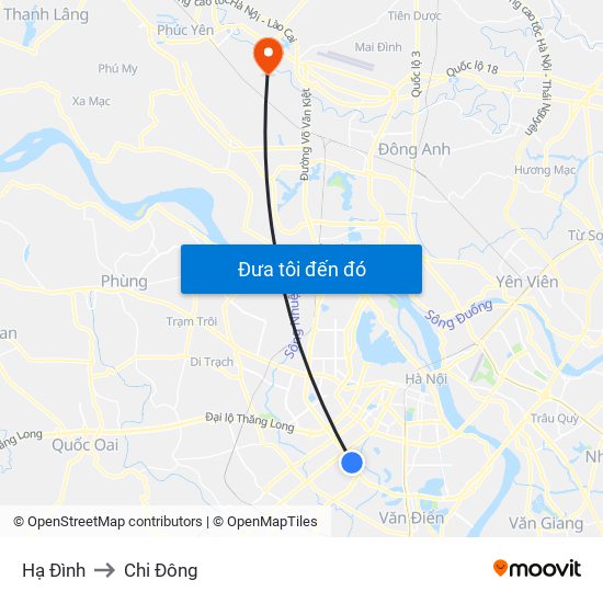 Hạ Đình to Chi Đông map