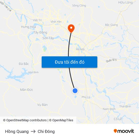 Hồng Quang to Chi Đông map