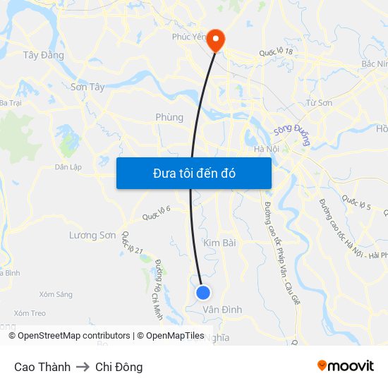 Cao Thành to Chi Đông map