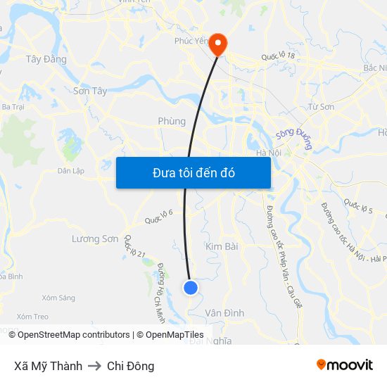 Xã Mỹ Thành to Chi Đông map