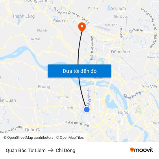 Quận Bắc Từ Liêm to Chi Đông map