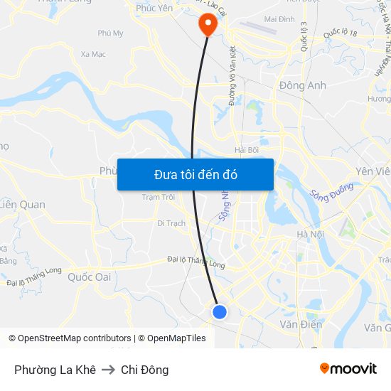 Phường La Khê to Chi Đông map