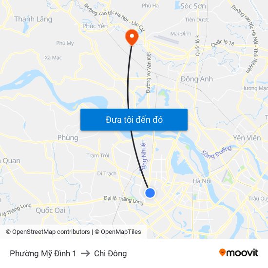 Phường Mỹ Đình 1 to Chi Đông map