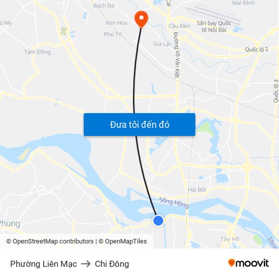 Phường Liên Mạc to Chi Đông map