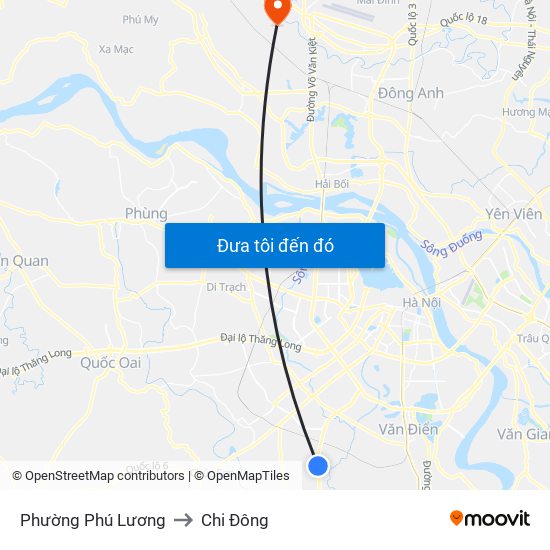 Phường Phú Lương to Chi Đông map