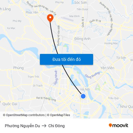 Phường Nguyễn Du to Chi Đông map