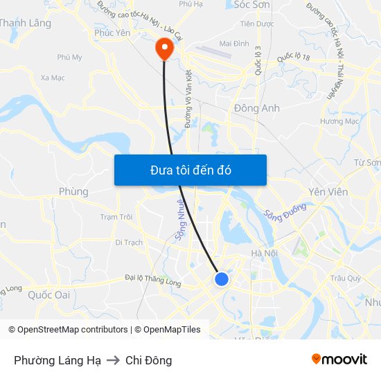 Phường Láng Hạ to Chi Đông map