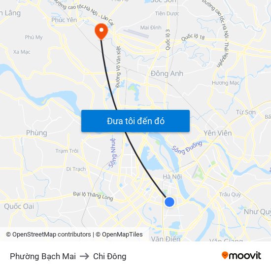 Phường Bạch Mai to Chi Đông map