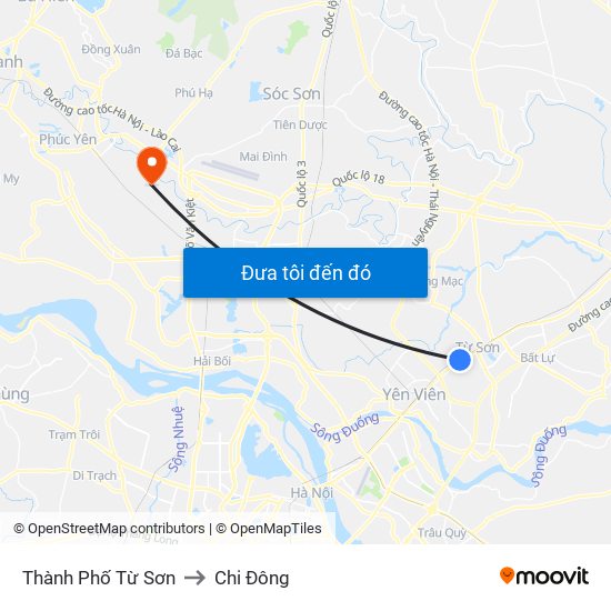 Thành Phố Từ Sơn to Chi Đông map