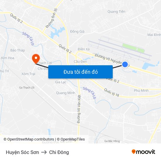 Huyện Sóc Sơn to Chi Đông map