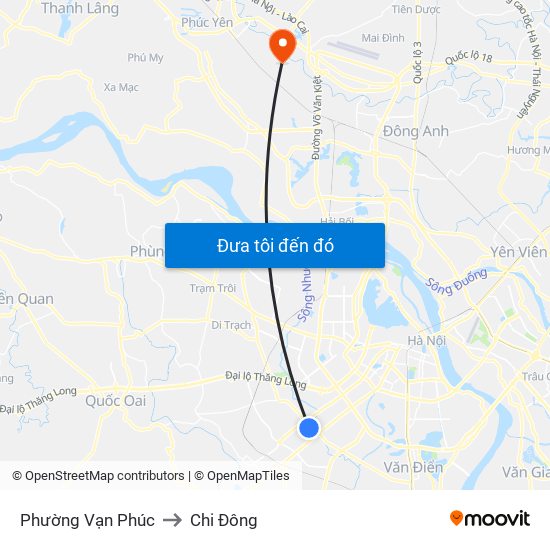 Phường Vạn Phúc to Chi Đông map