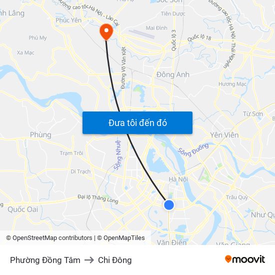 Phường Đồng Tâm to Chi Đông map