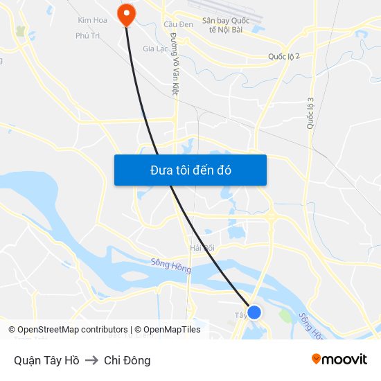 Quận Tây Hồ to Chi Đông map