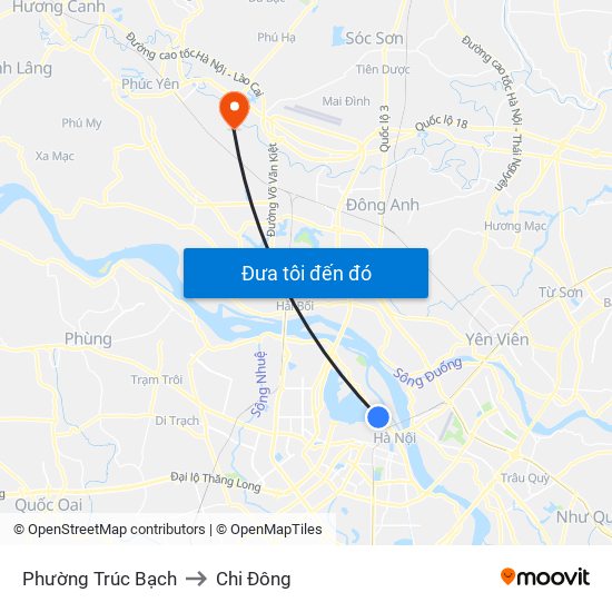 Phường Trúc Bạch to Chi Đông map