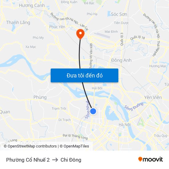 Phường Cổ Nhuế 2 to Chi Đông map