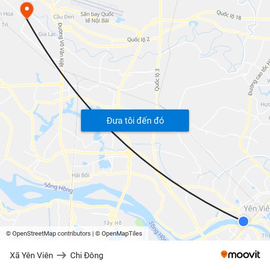 Xã Yên Viên to Chi Đông map