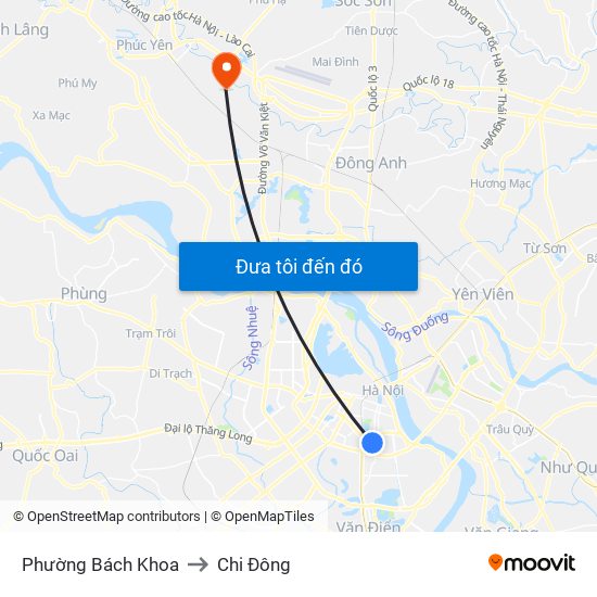 Phường Bách Khoa to Chi Đông map