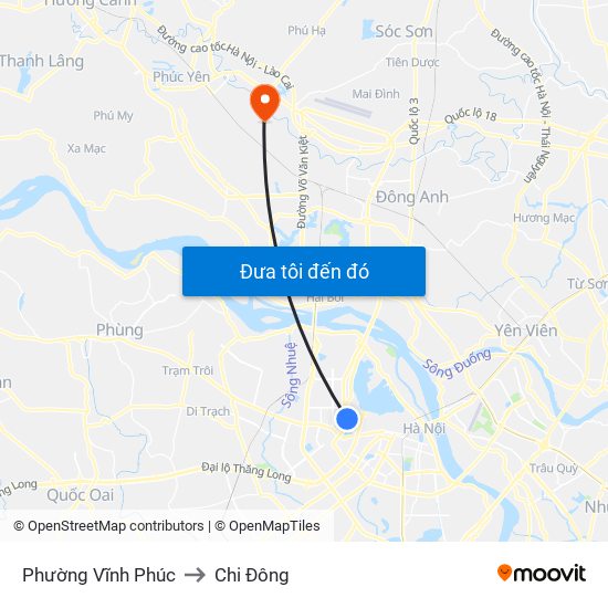 Phường Vĩnh Phúc to Chi Đông map