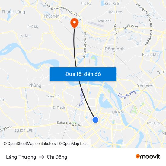 Láng Thượng to Chi Đông map