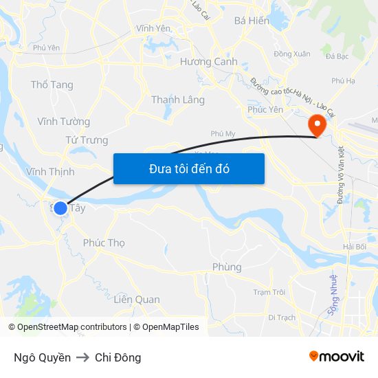 Ngô Quyền to Chi Đông map
