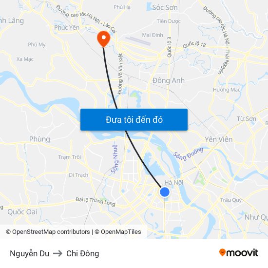 Nguyễn Du to Chi Đông map