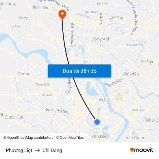 Phương Liệt to Chi Đông map