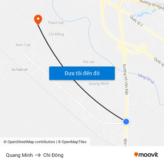 Quang Minh to Chi Đông map