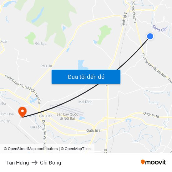 Tân Hưng to Chi Đông map